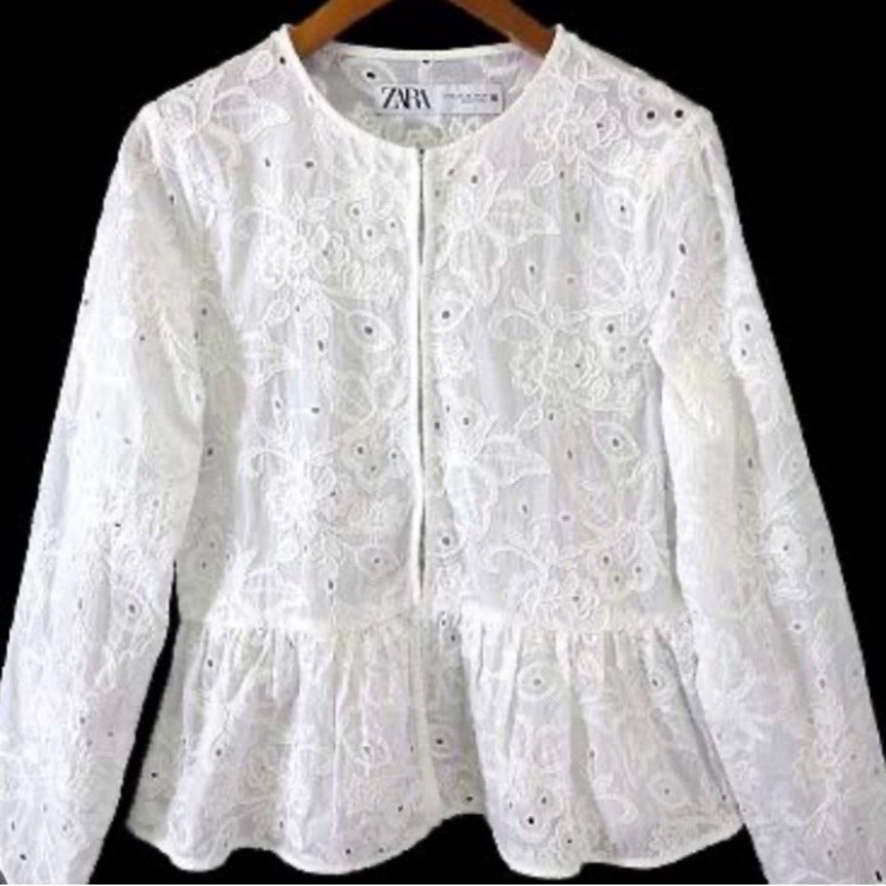 Zara Ivory Floral Lace Top